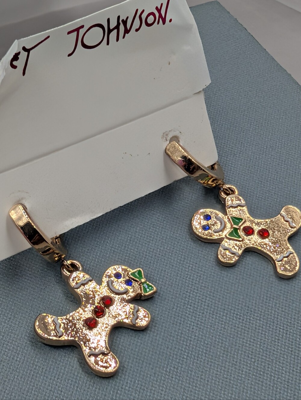Betsey Johnson Gingerbread Holiday Huggie Hoop Earrings Christmas | M315